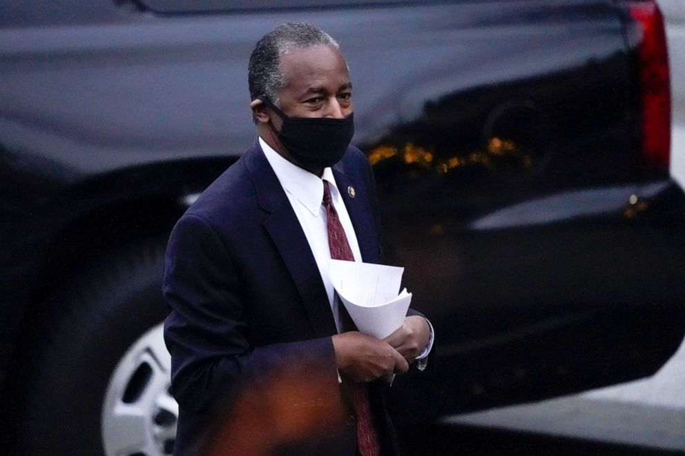 PHOTO: Housing and Urban Development Secretary Ben Carson leaves the White House, Dec. 1, 2020, in Washington.