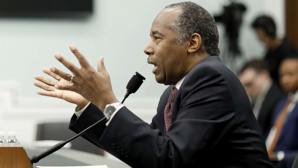 Secretary of Housing and Urban Development Ben Carson testifies before the Subcommittee on Transportation, Housing and Urban Development, and Related Agencies on Capitol Hill, March 20, 2018, in Washington.