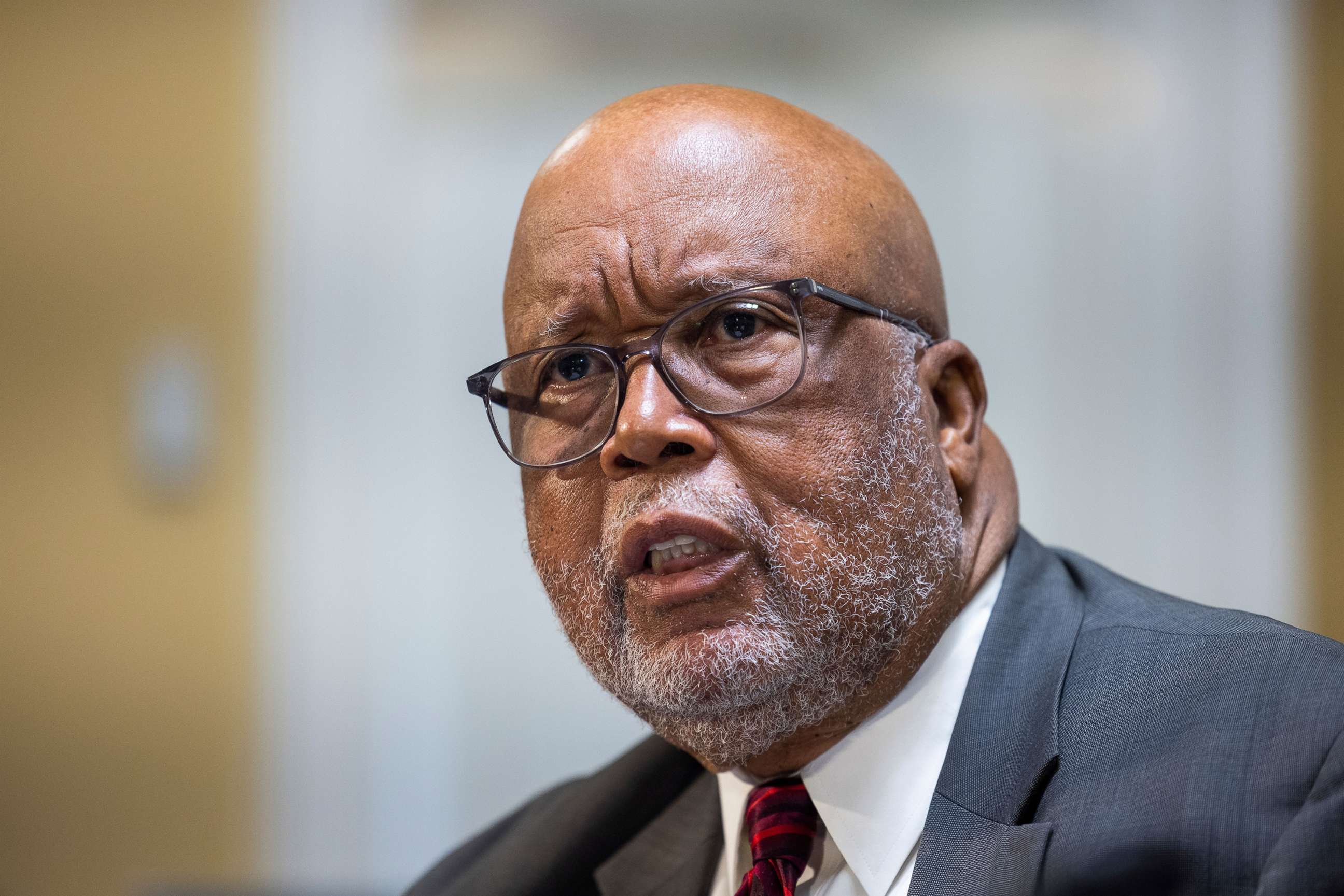 PHOTO: January 6th committee chairman Bennie Thompson testifies before the House Committee on Rules on a resolution recommending that the House find former White House Chief of Staff Mark Meadows in contempt of Congress at the Capitol, Dec. 14, 2021.