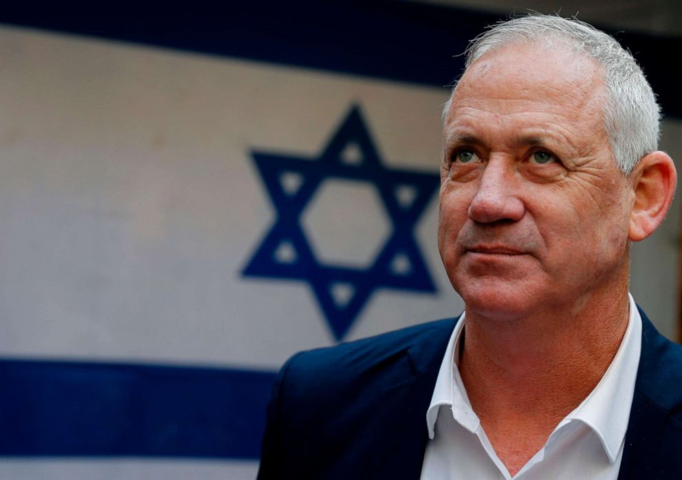 PHOTO: Retired Israeli General Benny Gantz, one of the leaders of the Kahol Lavan political alliance, tours "Pilgrims' Road, at the City of David archaeological site in the Palestinian neighborhood of Silwan in east Jerusalem on Jan. 14, 2020. 