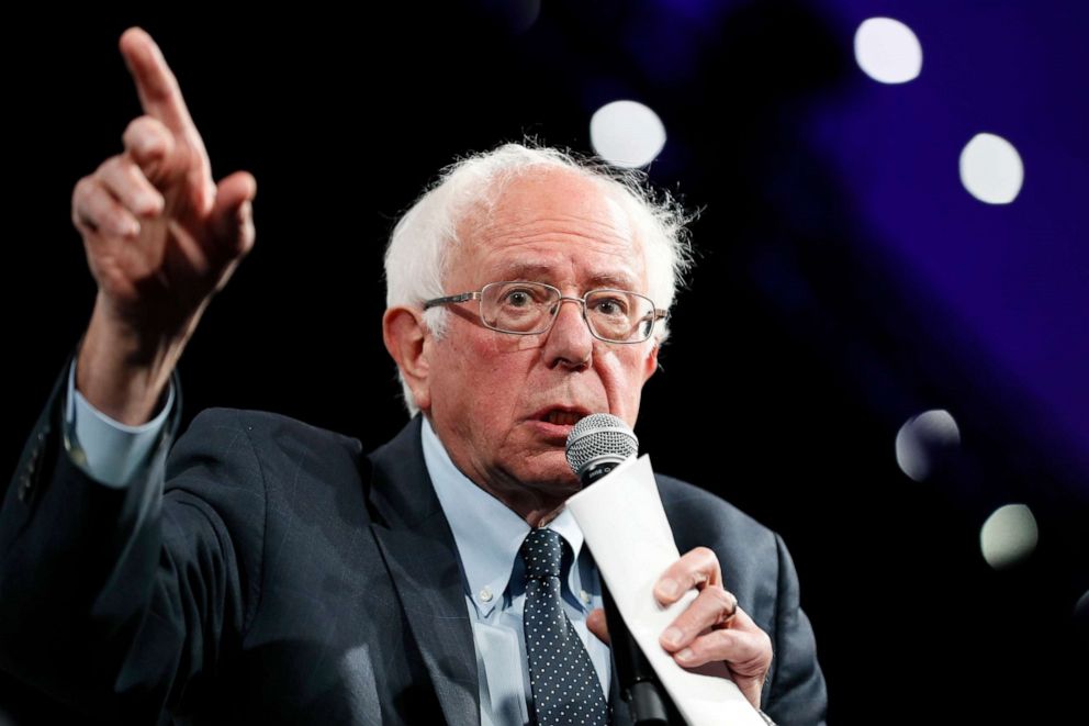 PHOTO:Democratic presidential candidate Sen. Bernie Sanders speaks at the Presidential Gun Sense Forum, Saturday, Aug. 10, 2019, in Des Moines, Iowa.