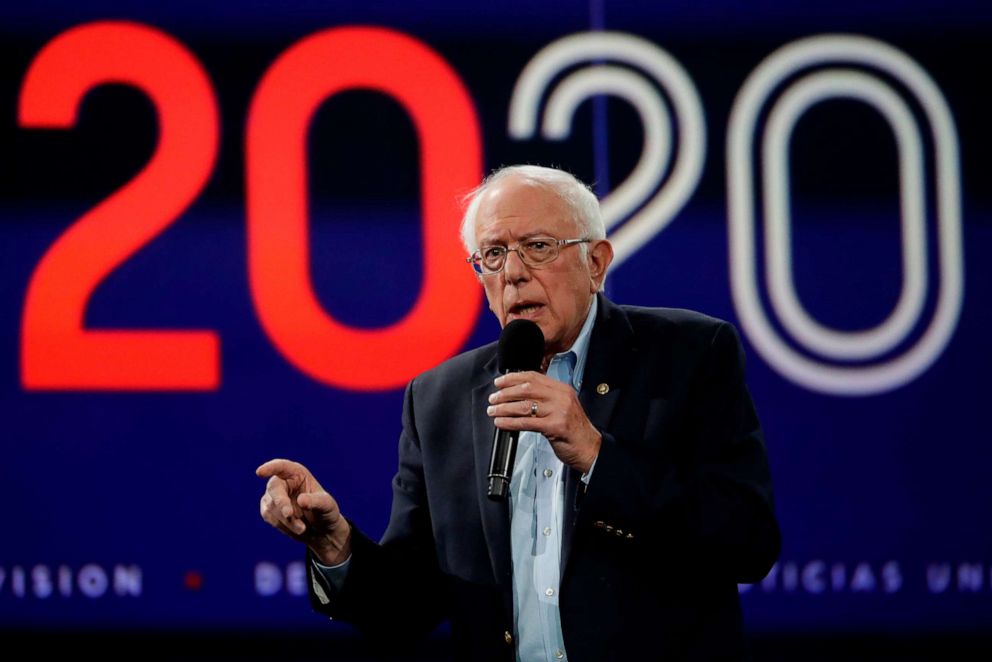 PHOTO: Democratic presidential hopeful, Vermont Senator, Bernie Sanders speaks at the California Democratic Party 2019 Fall Endorsing Convention in Long Beach, California on November 16, 2019.