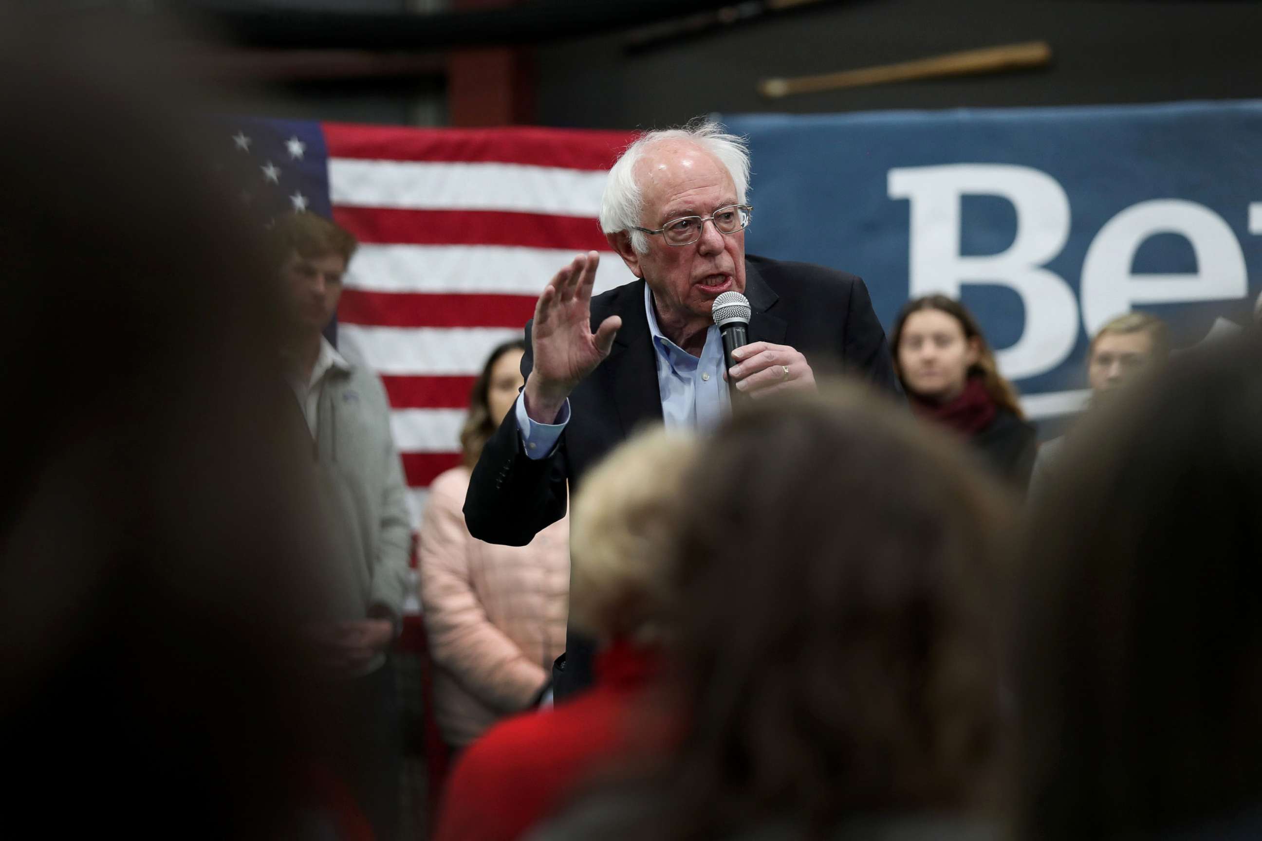 PHOTO: Democratic presidential candidate Sen. Bernie Sanders speaks during a campaign event, Feb. 10, 2020, in Manchester, N.H. 