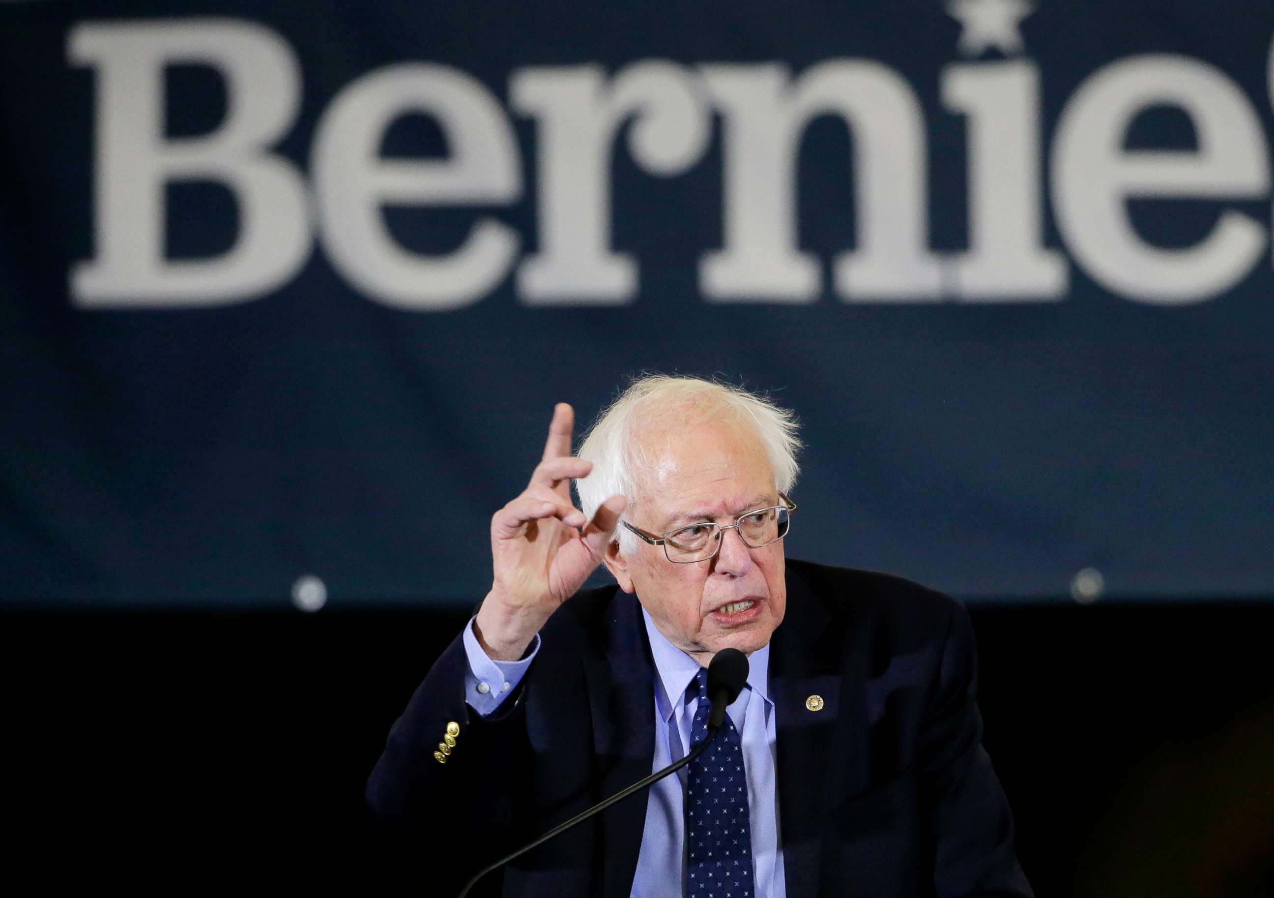 Democratic presidential candidate Sen. Bernie Sanders addresses a rally during a campaign stop in Concord, N.H, March 10, 2019.