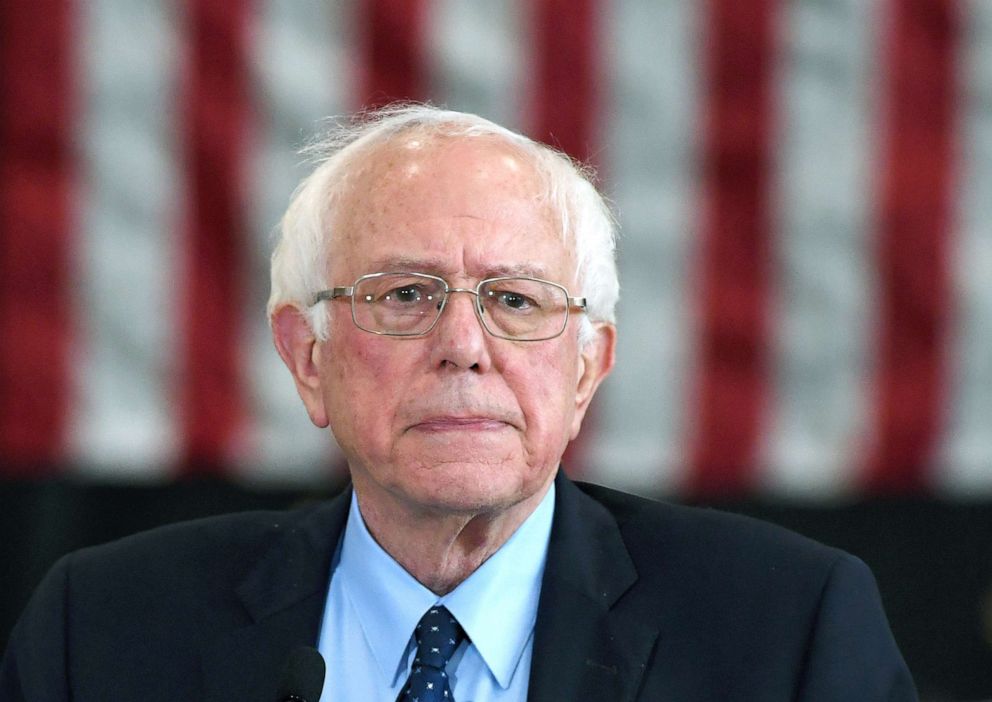 PHOTO: Democratic presidential candidate Sen. Bernie Sanders (I-VT) speaks during a town hall on jobs and economic security at Cheyenne High School, Aug. 4, 2019, in North Las Vegas.