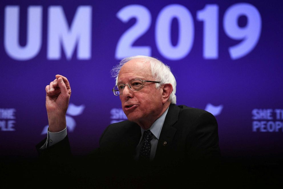 PHOTO: 2020 Democratic presidential candidate Bernie Sanders participates in the She the People Presidential Forum in Houston, Texas, April 24, 2019.  