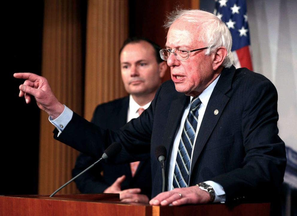 PHOTO: Senator Bernie Sanders speaks on Capitol Hill in Washington, D.C., Dec. 13, 2018.   