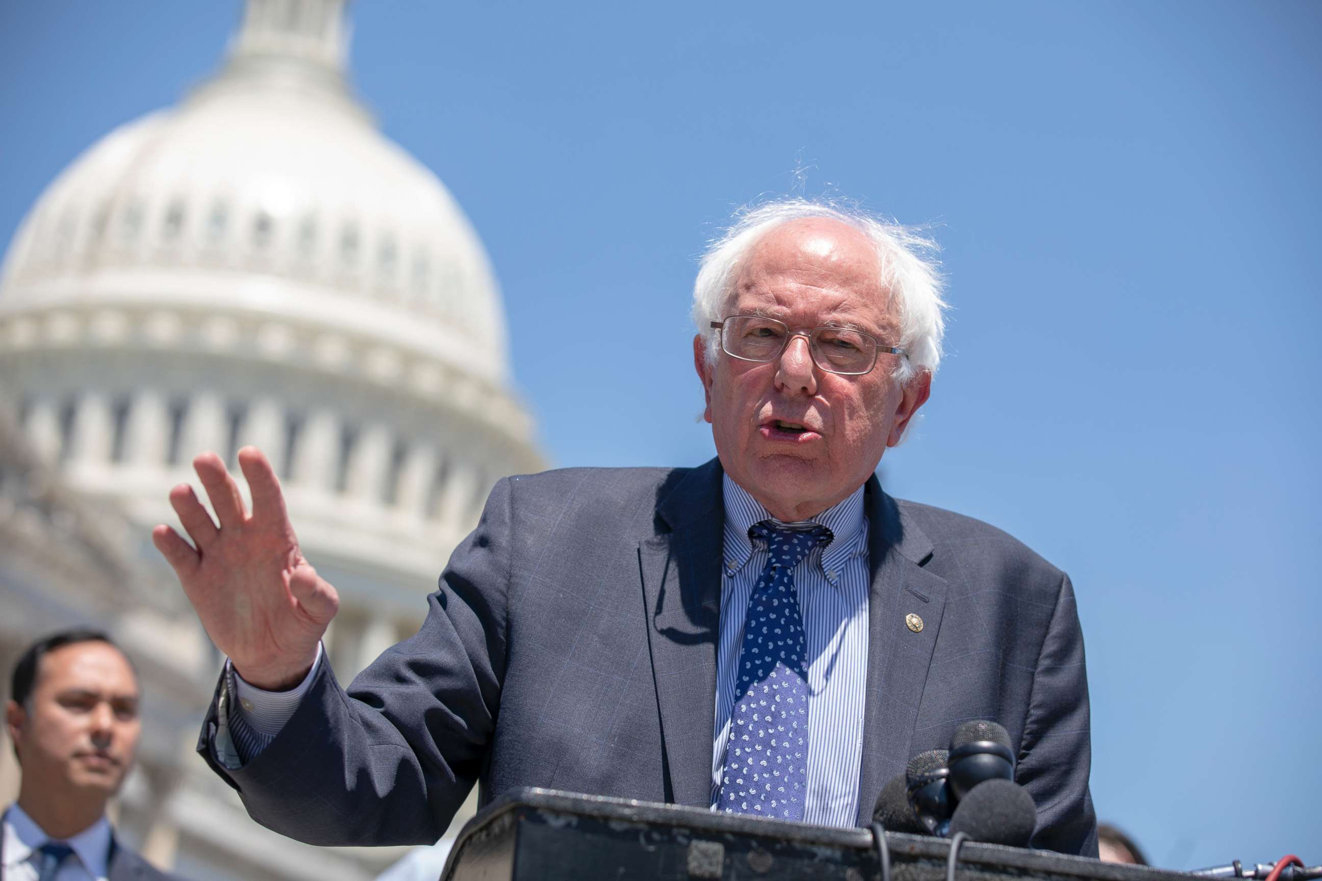 PHOTO: Sen. Bernie Sanders speaks during a news conference regarding the separation of immigrant children at the U.S. Capitol on July 10, 2018 in Washington.