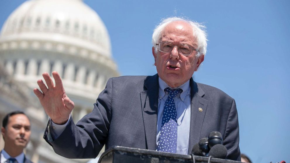 PHOTO: Sen. Bernie Sanders speaks during a news conference regarding the separation of immigrant children at the U.S. Capitol on July 10, 2018 in Washington.