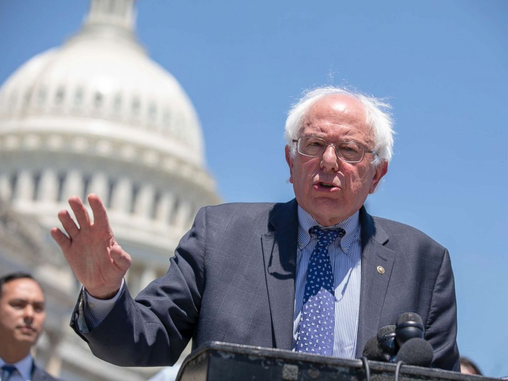 PHOTO: Sen. Bernie Sanders speaks during a news conference regarding the separation of immigrant children at the U.S. Capitol on July 10, 2018 in Washington.