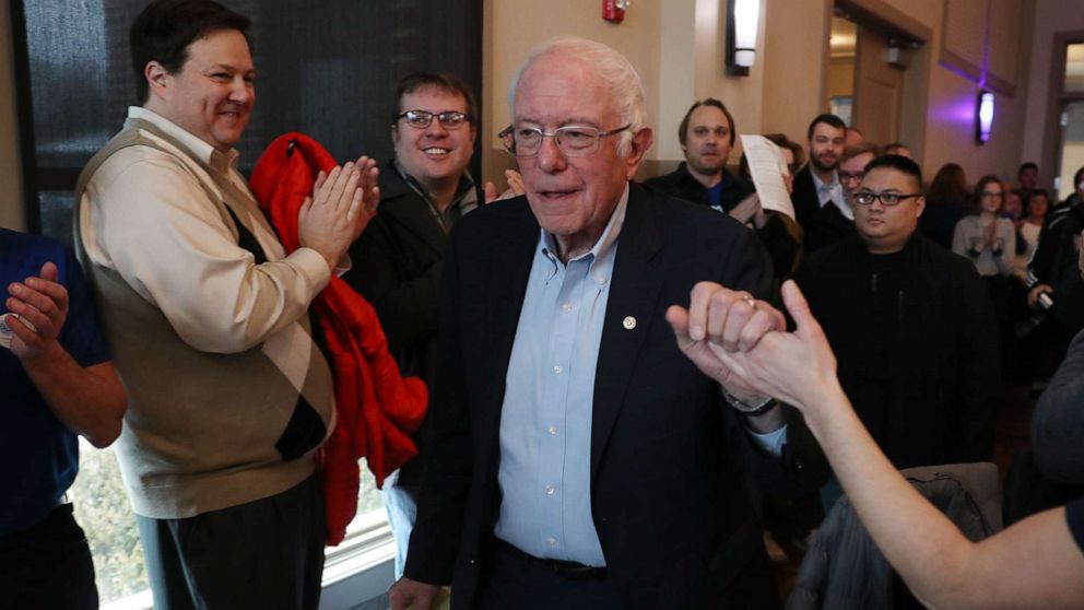 PHOTO: Democratic presidential candidate Sen. Bernie Sanders arrives for a campaign event in West Des Moines, Iowa on Dec. 30, 2019.
