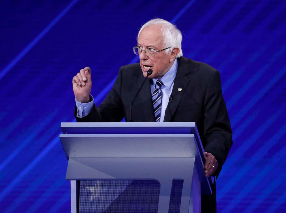 PHOTO: Bernie Sanders speaks at the Democratic debate in Houston, TX., Sept. 12, 2019.