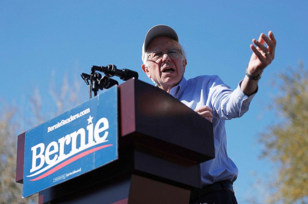 PHOTO: 2020 Democratic presidential candidate Sen. Bernie Sanders speaks at a rally, March 16, 2019, in Henderson, Nev.