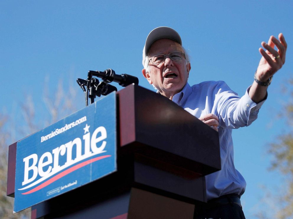 PHOTO: Sen. Bernie Sanders speaks at a rally in Henderson, Nev., March 16, 2019.