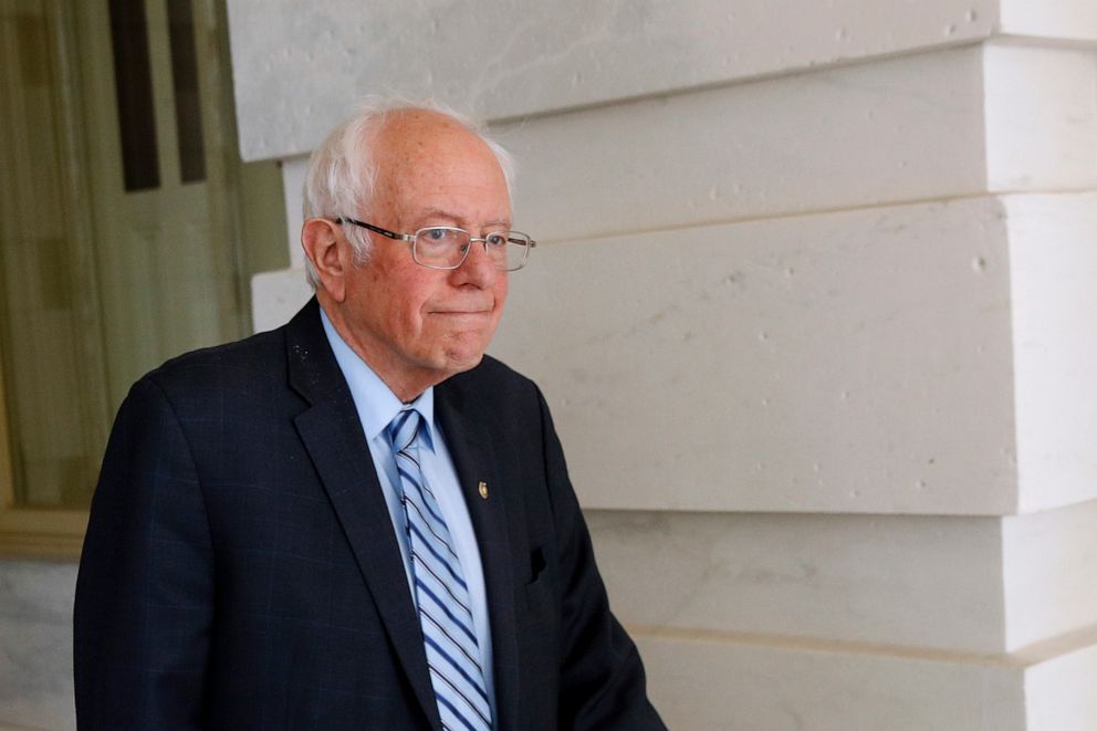PHOTO: Democratic presidential candidate Sen. Bernie Sanders departs Capitol Hill in Washington, March 18, 2020, after the Senate passed a second coronavirus response bill. 
