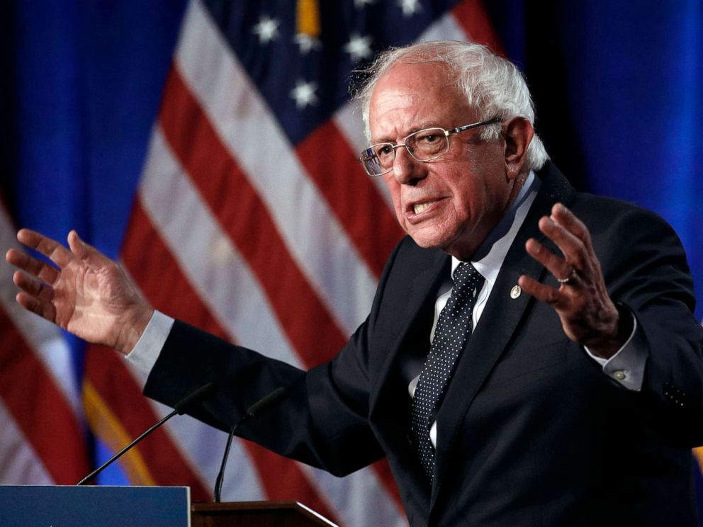 PHOTO: In this July 17, 2019, file photo, Democratic presidential candidate, Sen. Bernie Sanders speaks about his Medicare for All proposal at George Washington University in Washington.