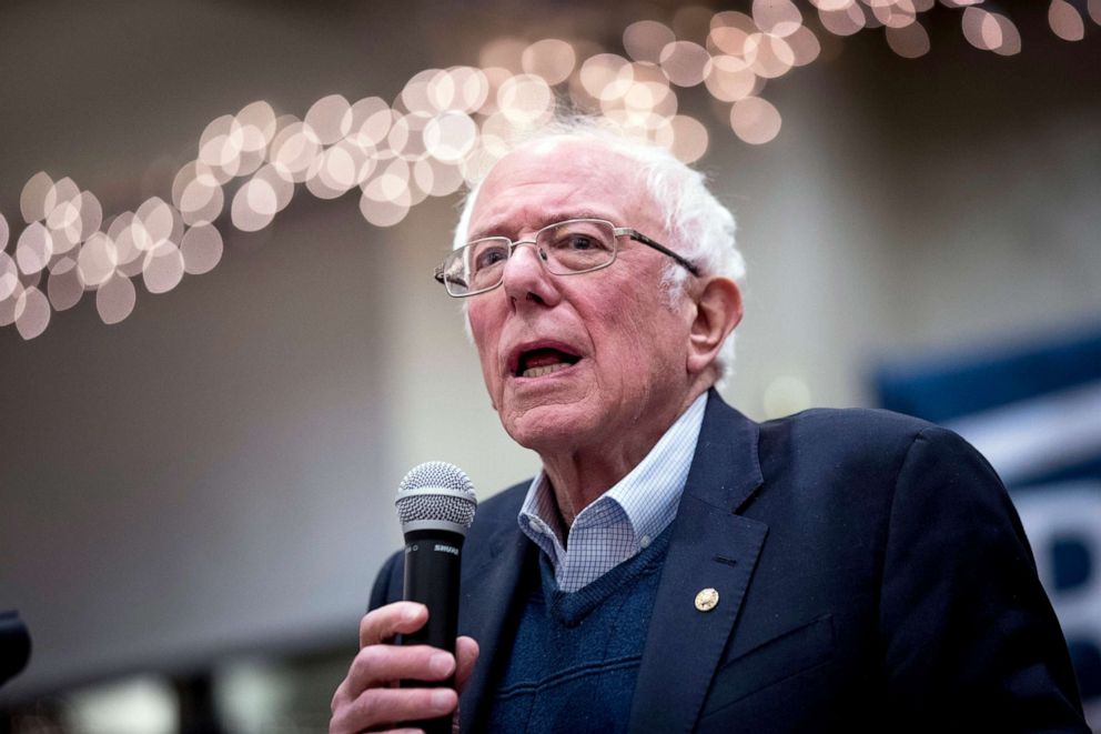 PHOTO: Democratic presidential candidate Sen. Bernie Sanders speaks at a campaign stop at St. Ambrose University, Jan. 11, 2020, in Davenport, Iowa.