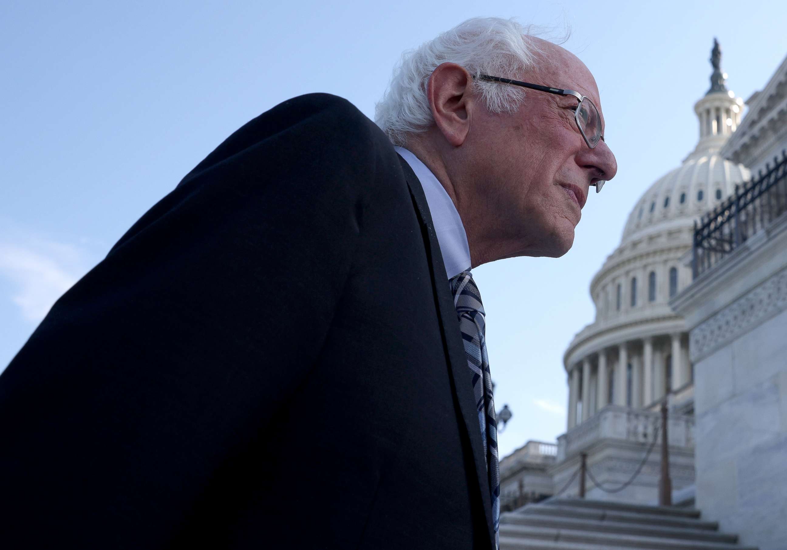 PHOTO: Sen. Bernie Sanders arrives at the Capitol after meeting with President Joe Biden at the White House on July 12, 2021 to discuss infrastructure legislation.