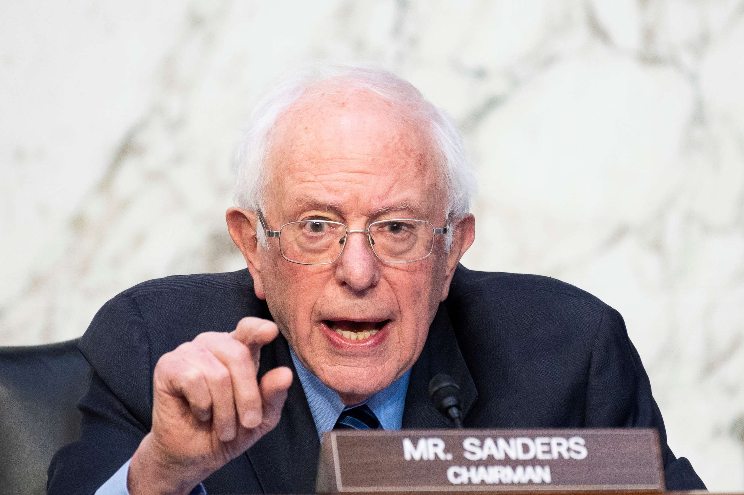 PHOTO: Senator Bernie Sanders speaks at a hearing of the Senate Budget Committee, March 17, 2021 in Washington, D.C.