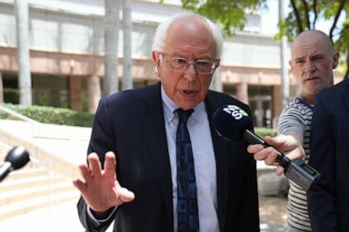 PHOTO: Democratic presidential candidate Sen. Bernie Sanders speaks to the media on June 26, 2019, in Miami.