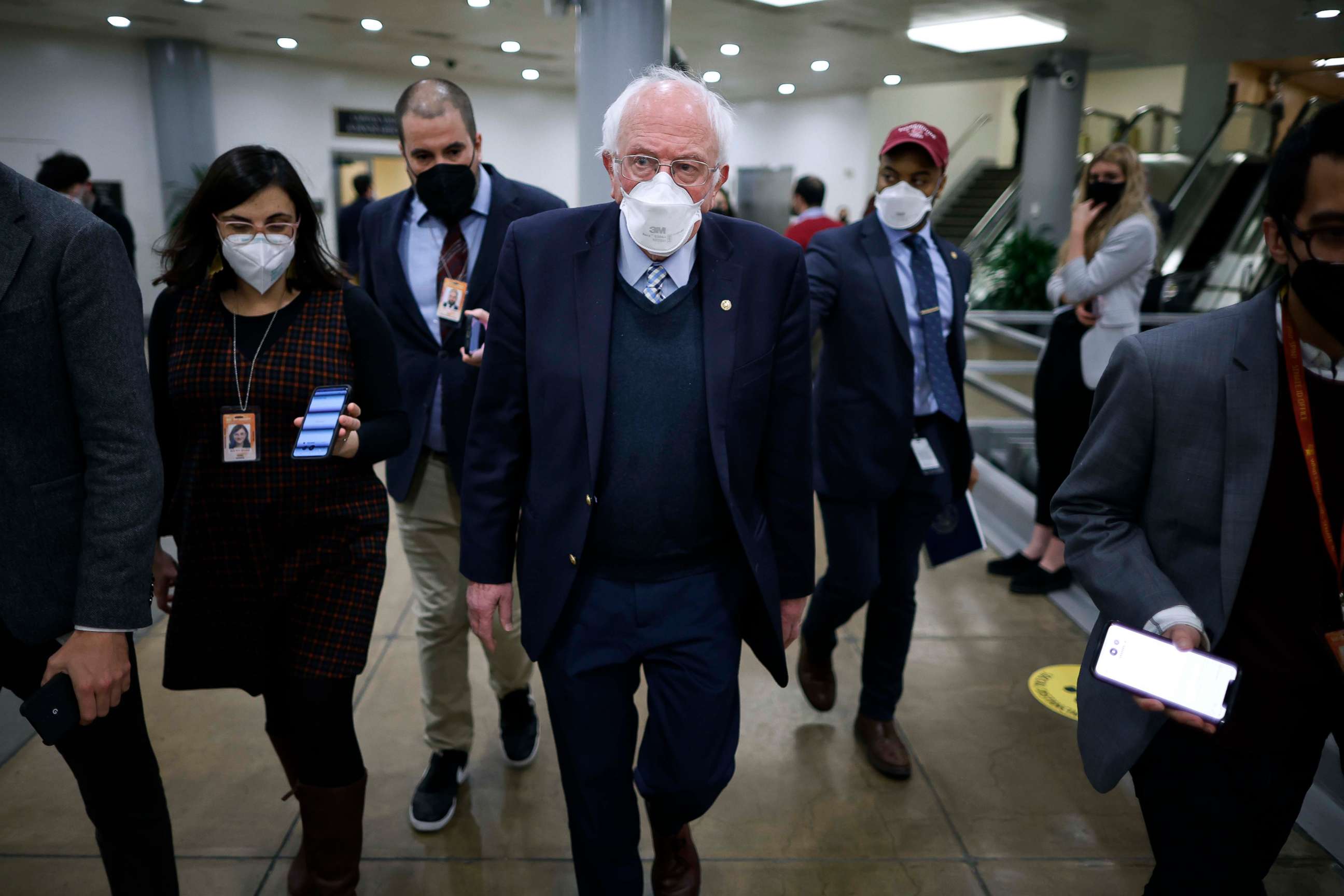 PHOTO: Bernie Sanders leaves the Capitol following a vote on January 31, 2022 in Washington, DC. 