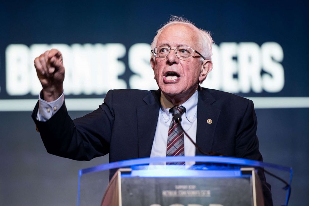 PHOTO: Democratic presidential candidate, Sen. Bernie Sanders speaks to the crowd during the 2019 South Carolina Democratic Party State Convention on June 22, 2019, in Columbia, S.C.