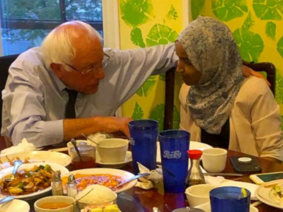 PHOTO: Bernie Sanders and Ilhan Omar have dinner together, July 17, 2019.