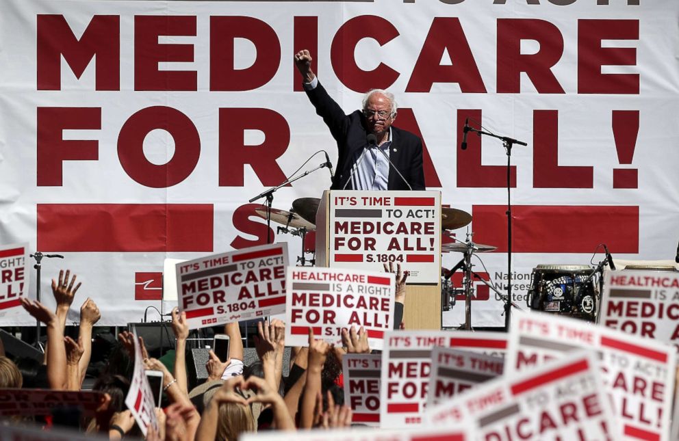 PHOTO: Sen. Bernie Sanders speaks during a health care rally on Sept. 22, 2017 in San Francisco.