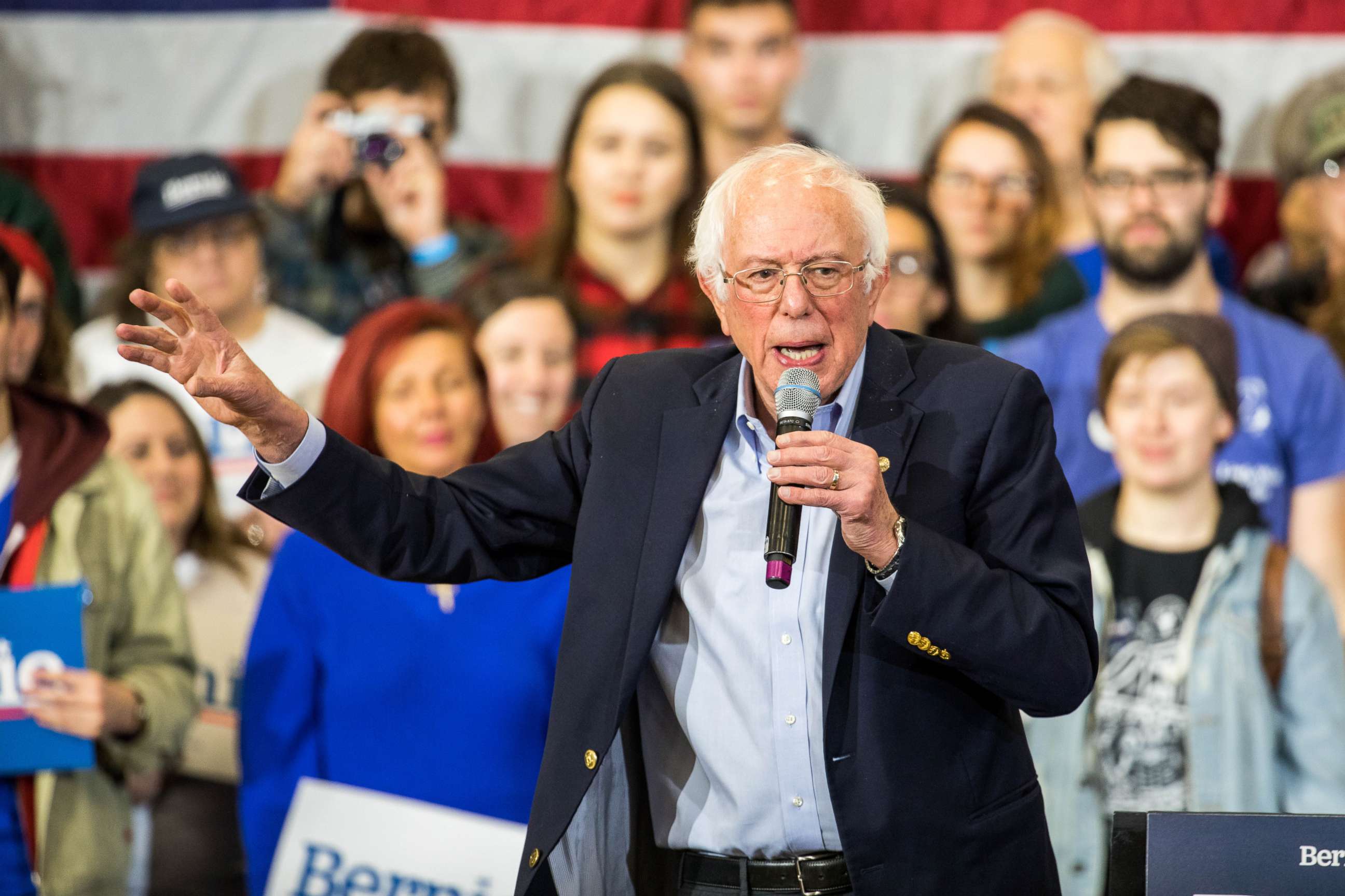 PHOTO: Democratic presidential candidate, Sen. Bernie Sanders, speaks during his event at Nashua Community College on Dec. 13, 2019, in Nashua, N.H.