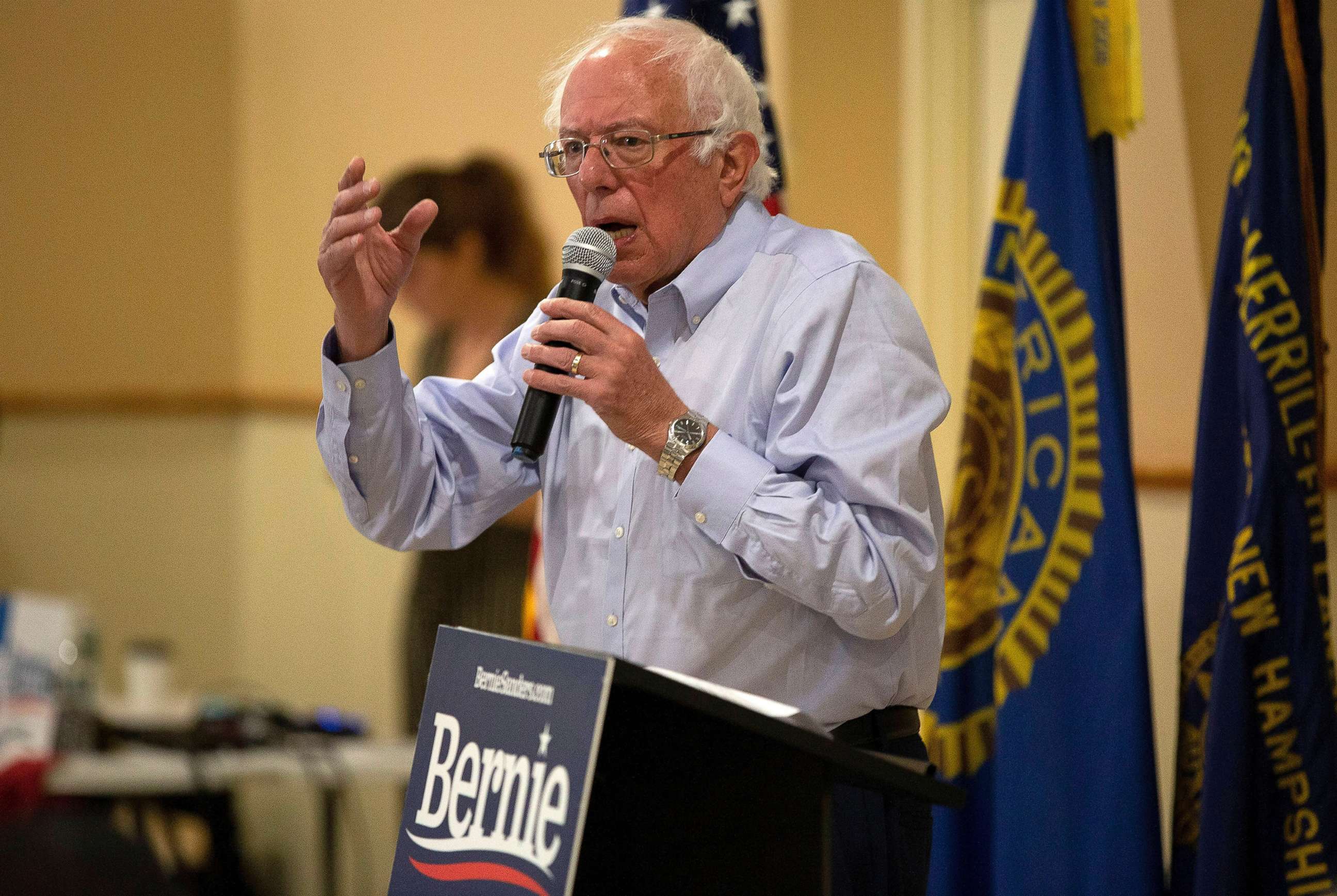 PHOTO: Democratic presidential candidate and US Senator from Vermont Bernie Sanders speaks at a rally in support of Chicago Public School teachers in Chicago, Ill., Sept. 24, 2019.