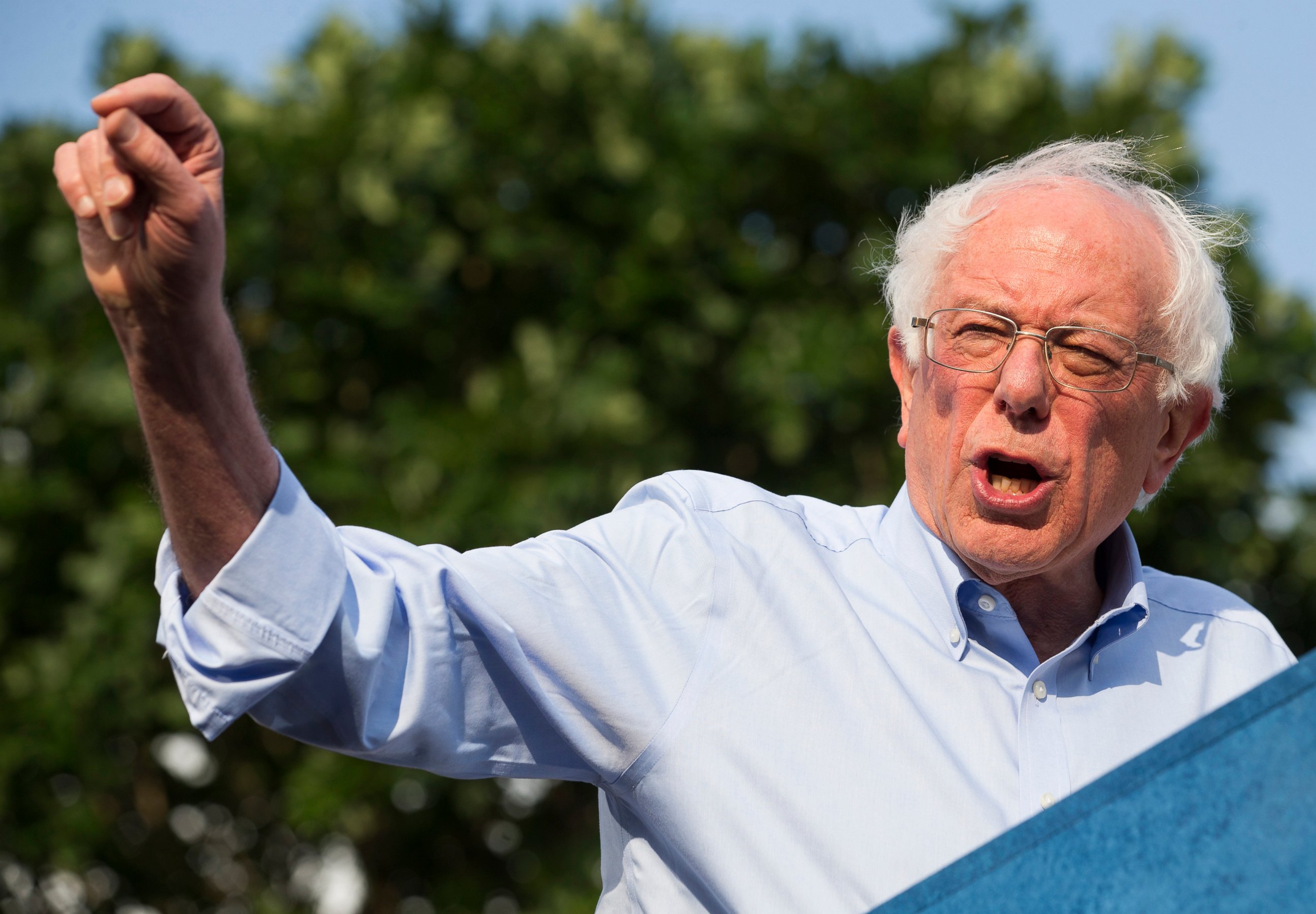 PHOTO: Democratic presidential candidate Sen. Bernie Sanders, I-Vt., Bernie Sanders speaks during a rally at Discovery Green on Wednesday, April 24, 2019, in Houston. 