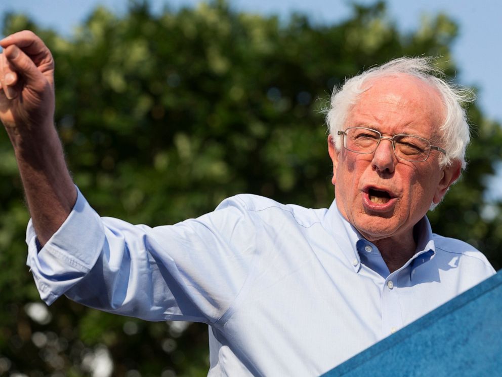 PHOTO: The Democratic presidential candidate, Senator Bernie Sanders, I-Vt., Bernie Sanders, speaks at a rally at Discovery Green on Wednesday, April 24, 2019 in Houston. 