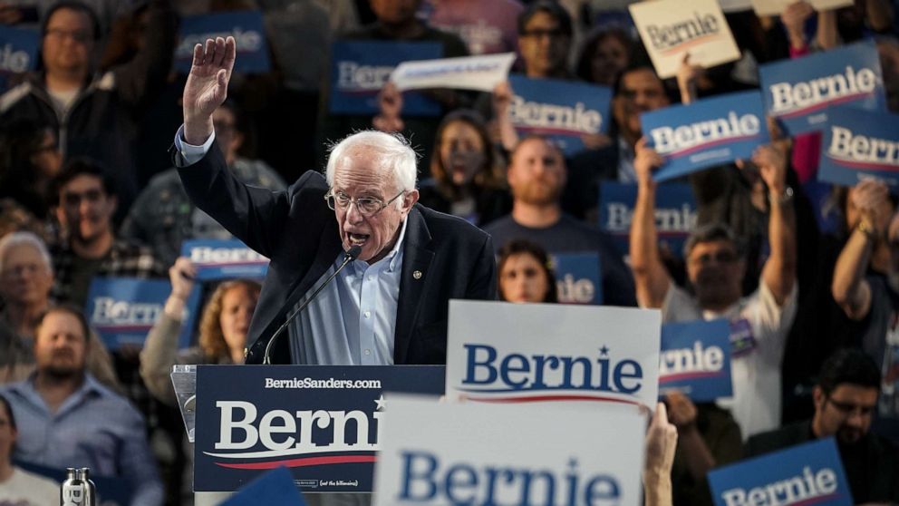 PHOTO: Democratic presidential candidate Sen. Bernie Sanders speaks during a campaign rally at the University of Houston on Feb. 23, 2020, in Houston.