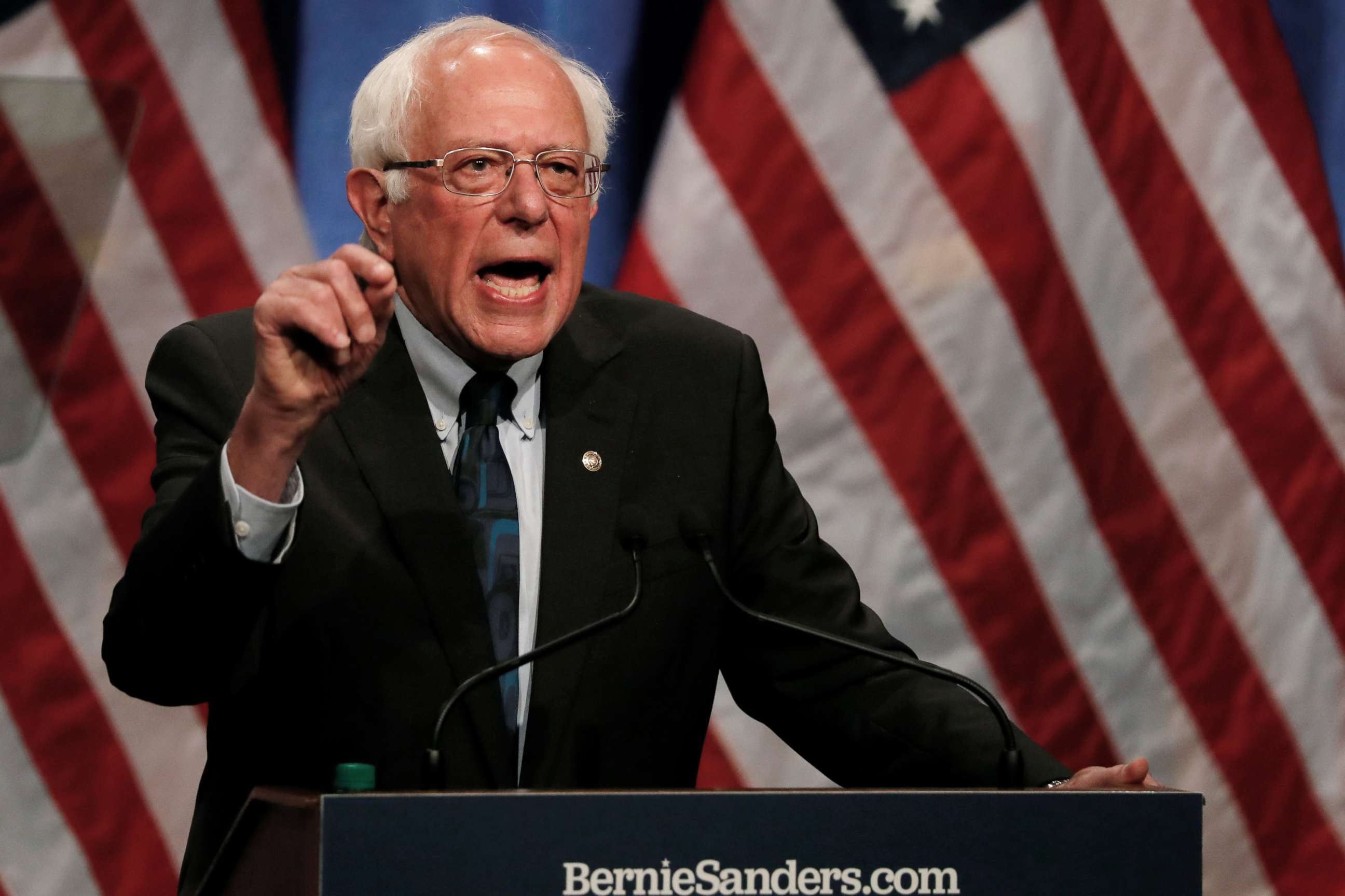 PHOTO: Democratic 2020 presidential candidate Senator Bernie Sanders attends a campaign event at George Washington University in Washington, June 12, 2019.