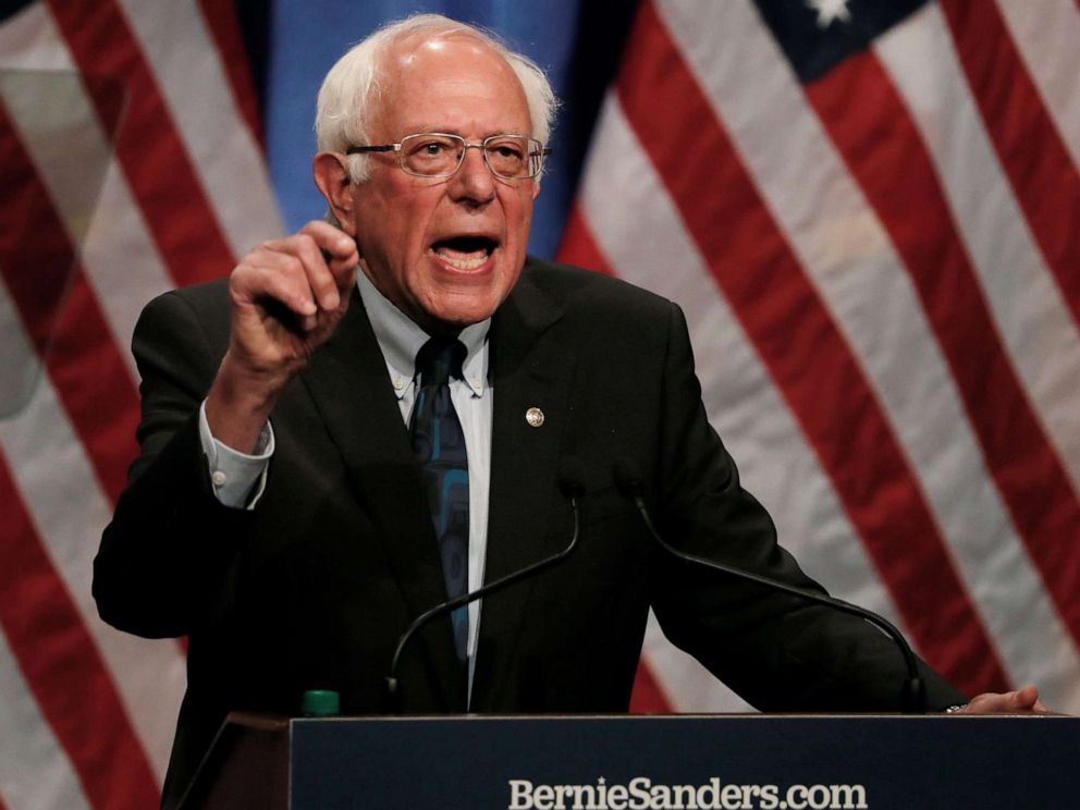 PHOTO: Democratic 2020 presidential candidate Senator Bernie Sanders attends a campaign event at George Washington University in Washington, June 12, 2019.