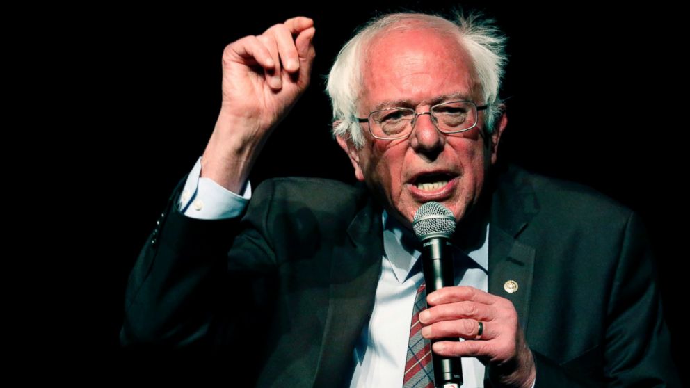 In this April 4, 2018 photo, Sen. Bernie Sanders, I-Vt., speaks on a question during a town hall meeting with Jackson Mayor Chokwe Antar Lumumba