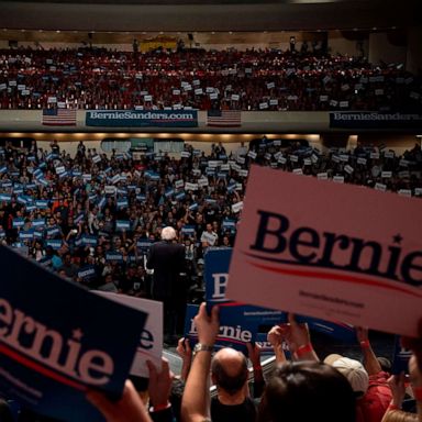 PHOTO: Democratic presidential hopeful Vermont Senator Bernie Sanders speaks during a rally at the Abraham Chavez Theater on February 22, 2020 in El Paso, Texas.