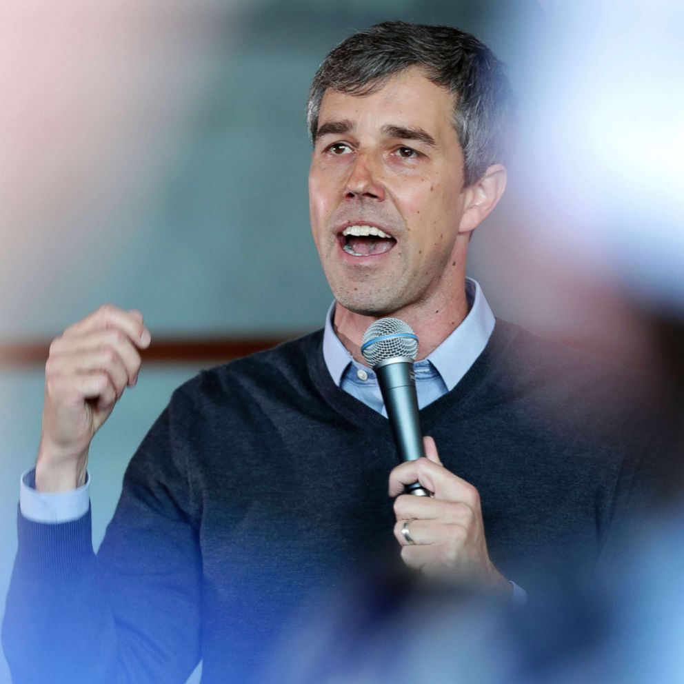 PHOTO: Democratic presidential candidate Beto O'Rourke visits Cargo Coffee on East Washington Avenue during a stop in Madison, Wis., March 17, 2019. 