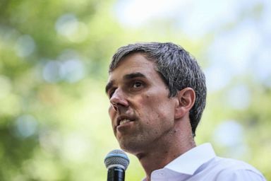 PHOTO: Democratic presidential candidate, former Rep. Beto ORourke pauses while speaking at the Manchester Democrats annual Potluck Picnic at Oak Park in Manchester, N.H.,July 13, 2019.