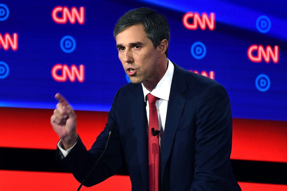 PHOTO: Democratic presidential hopeful former Rep. Beto O'Rourke delivers his closing statement during the first round of the second Democratic primary debate in Detroit, July 30, 2019.