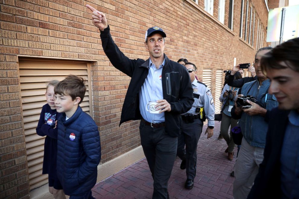 PHOTO: Rep. Beto O'Rourke leaves his neighborhood polling place after voting on Election Day, Nov. 06, 2018 in El Paso, Texas.