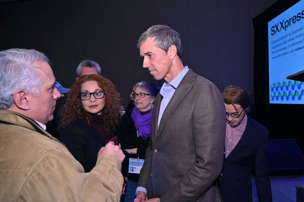 PHOTO: In this March 12, 2022, file photo, Beto O'Rourke speaks to guests at an event at the 2022 SXSW Conference and Festivals in Austin, Texas.