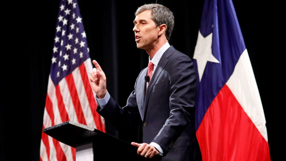 PHOTO: Rep. Beto O'Rourke makes a statement during a debate with Sen. Ted Cruz (not shown) at the Southern Methodist University in Dallas, Texas, Sept. 21, 2018.
