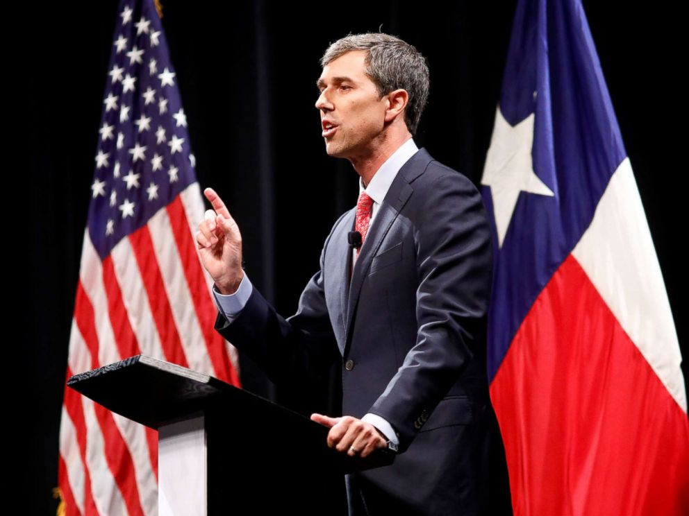 PHOTO: Rep. Beto ORourke makes a statement during a debate with Sen. Ted Cruz (not shown) at the Southern Methodist University in Dallas, Texas, Sept. 21, 2018.