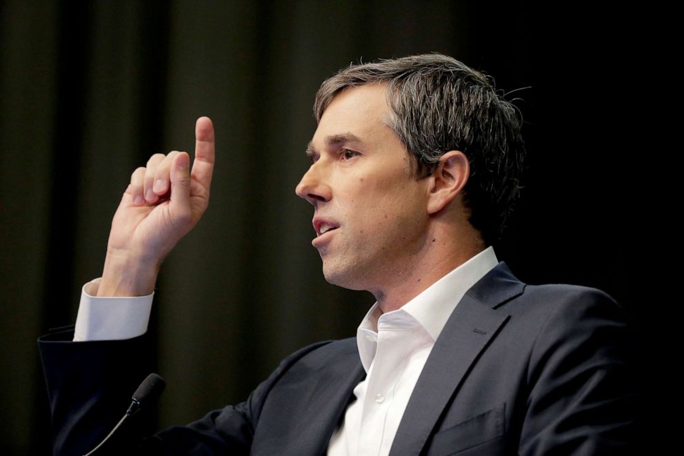 PHOTO: Democratic presidential candidate and former Texas congressman Beto O'Rourke speaks during the National Action Network Convention in New York, April 3, 2019.