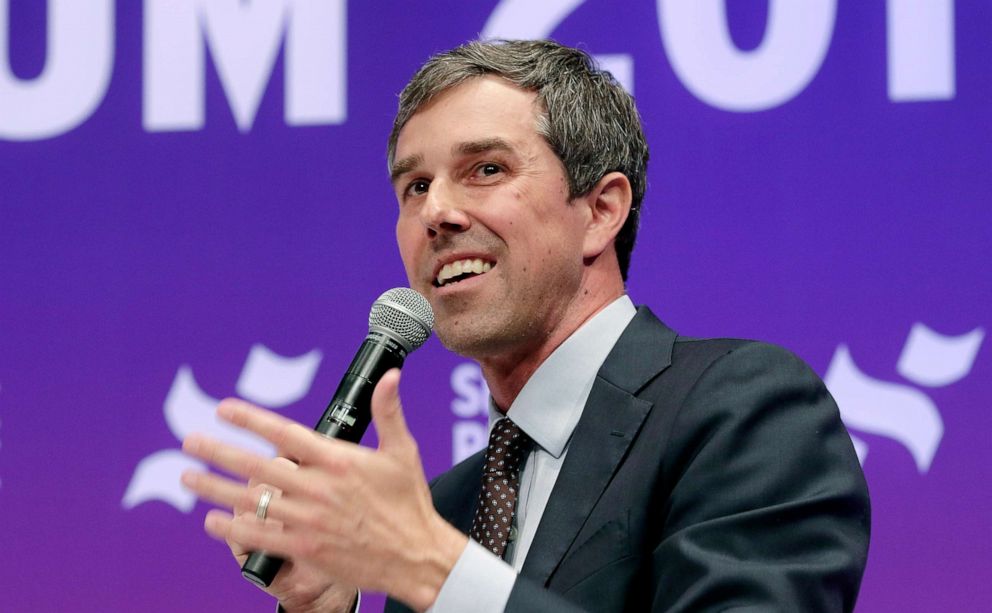 PHOTO: Beto ORourke, former Congressman and Democratic presidential candidate, answers questions at a presidential forum hosted by She The People on the campus of Texas State University on April 24, 2019, in Houston.