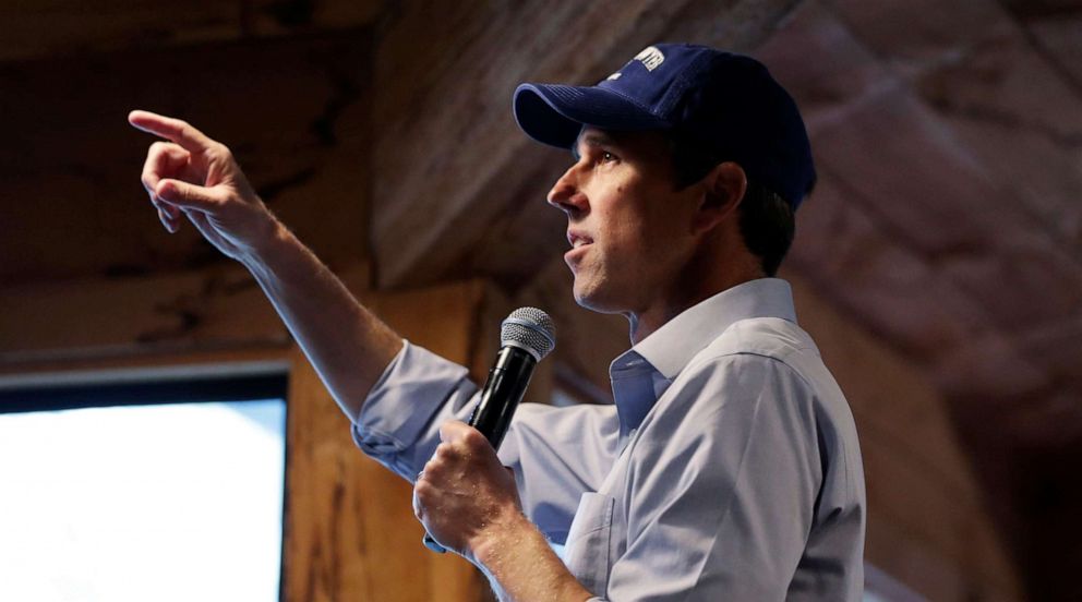 PHOTO: Democratic presidential candidate and former Texas Congressman Beto O'Rourke addresses a gathering at a campus library during a campaign stop at Colby-Sawyer College in New London, N.H., May 10, 2019.