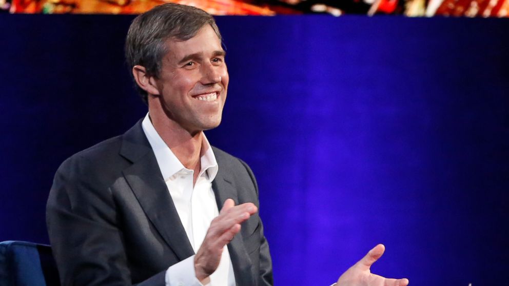 PHOTO: Former Democratic Texas congressman Beto O'Rourke laughs as with Oprah Winfrey presses him to make the announcement that he is running for president during a live interview, Tuesday, Feb. 5, 2019, in New York.
