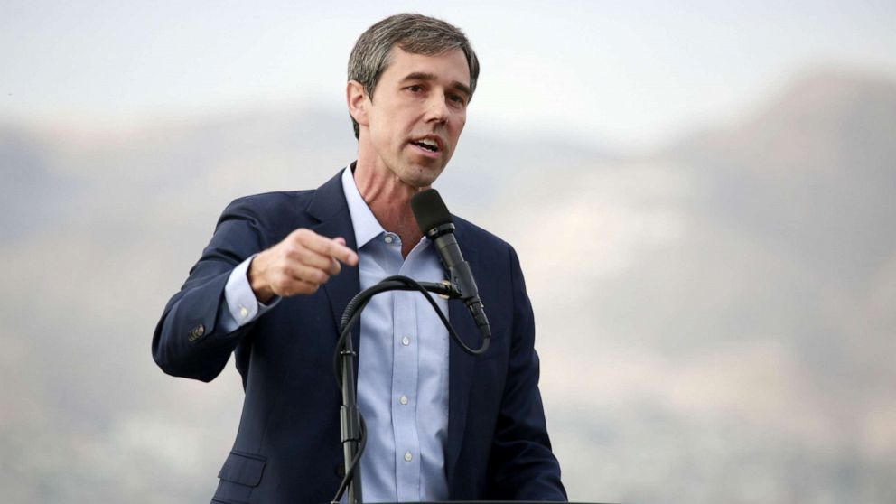 PHOTO: Democratic presidential candidate, former Rep. Beto ORourke (D-TX) speaks to media and supporters during a campaign re-launch, Aug. 15, 2019, in El Paso, Texas.