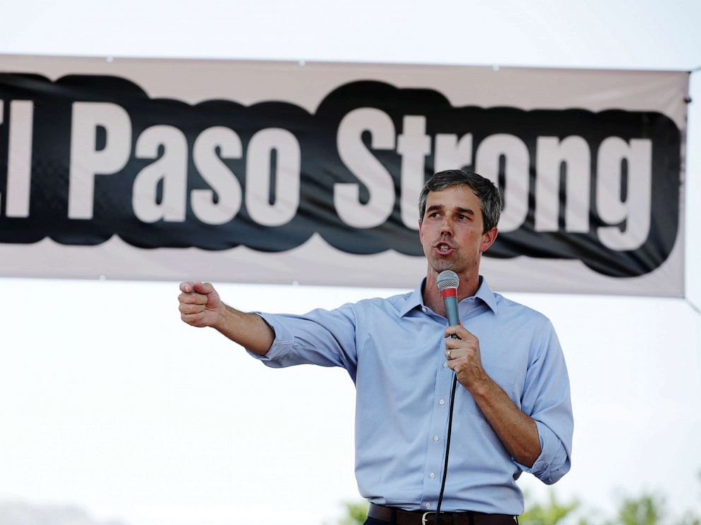PHOTO: Democratic presidential candidate Beto ORourke speaks during a rally against the visit of President Donald Trump after a shooting at a Walmart store, in El Paso, Texas, Aug. 7, 2019.